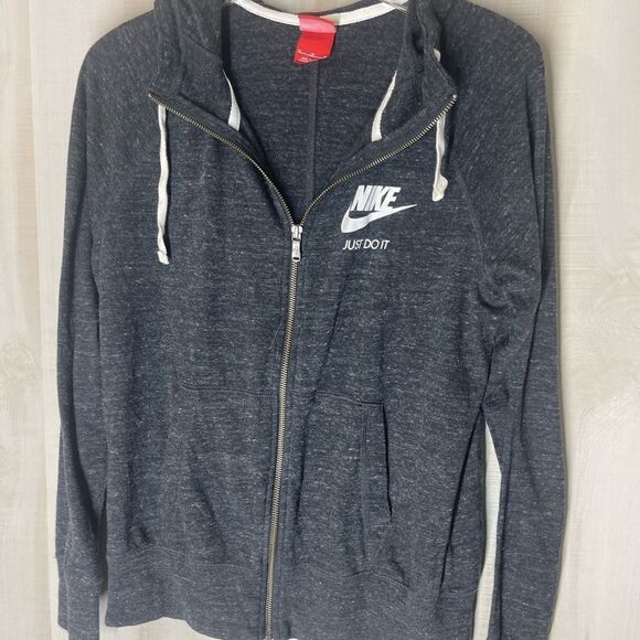 Nike gray vintage Just do it zipup jacket and capri joggers jacket/med, pants/sm - Picture 5 of 16